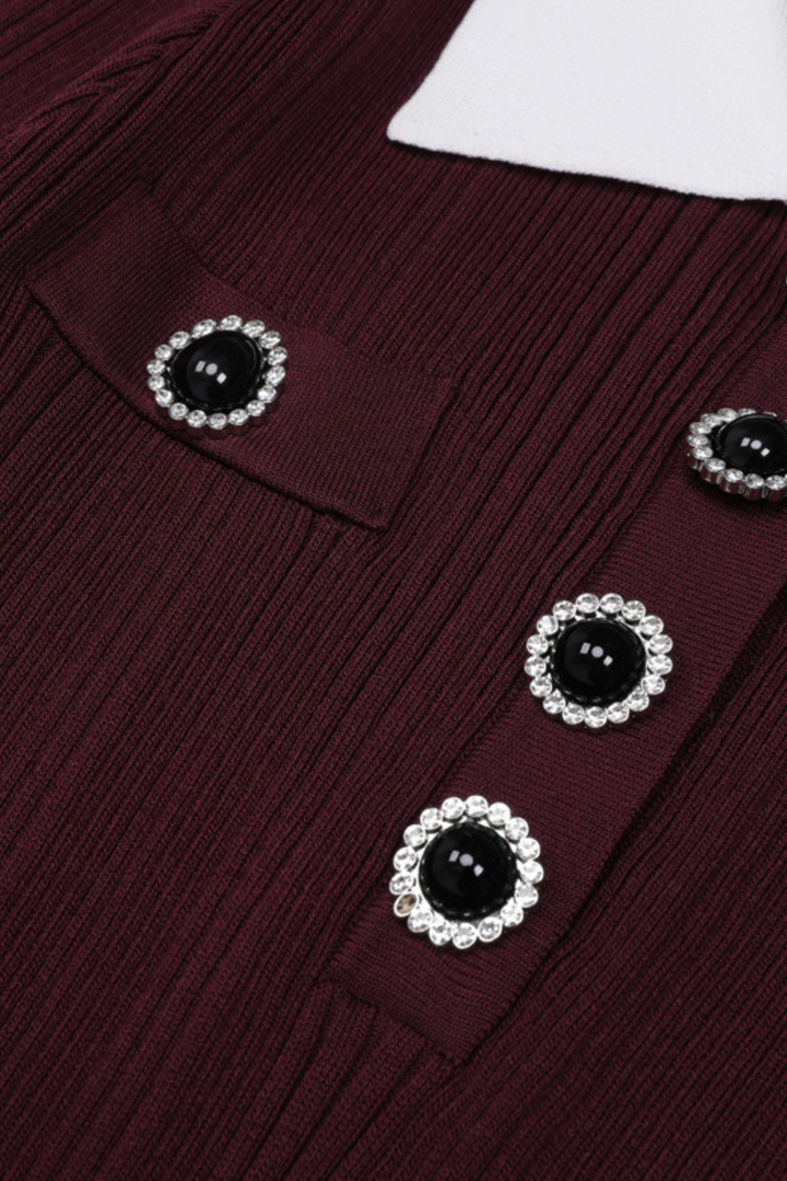 Gem Elegance Polo Knit Mermaid Maxi Dress