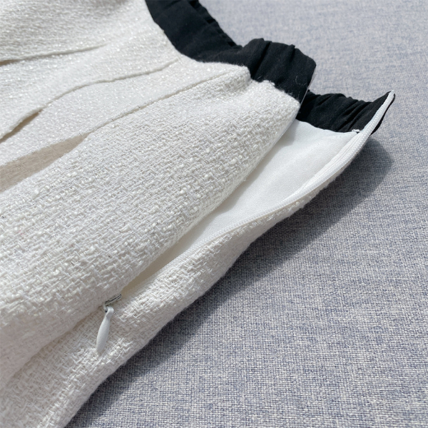 Elise White Sequin Tweed Skirt