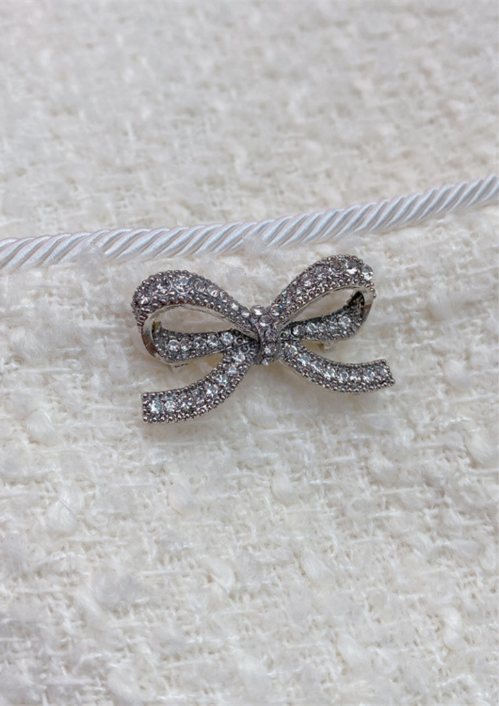 Crystal Bow Elegance Tweed Belted Pleated Maxi Dress