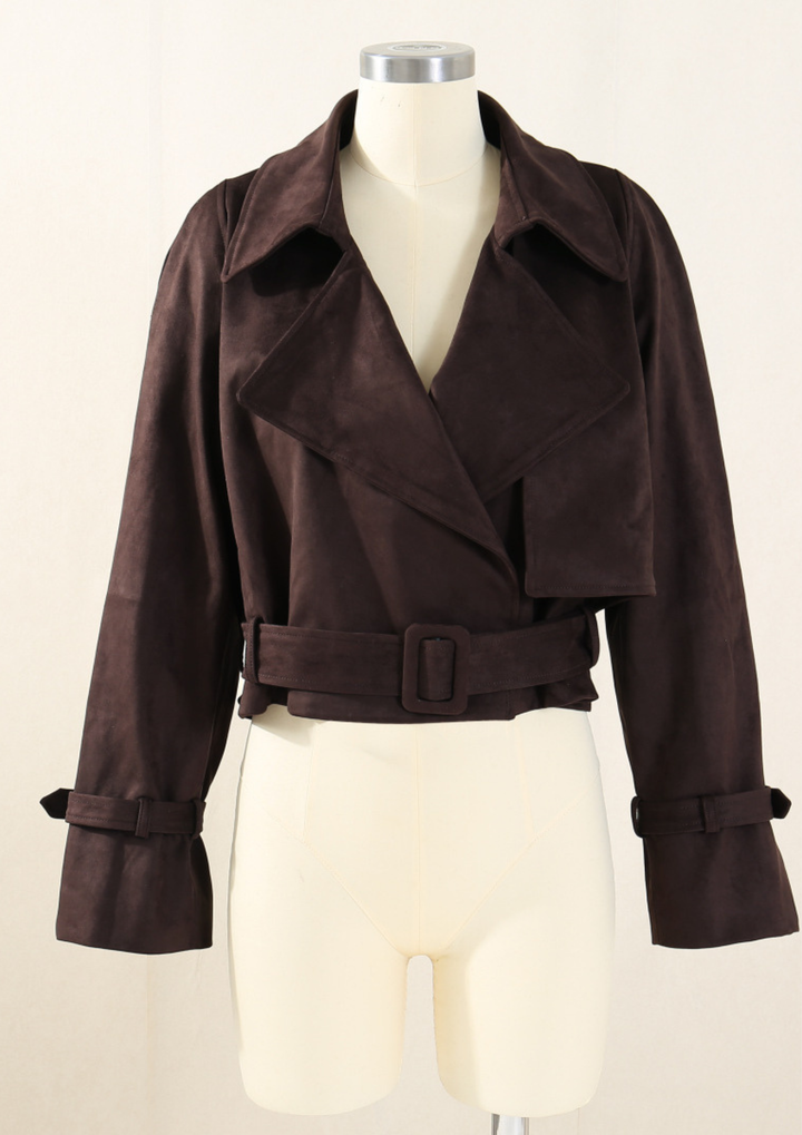 Aria Cropped Suede Wrap Jacket