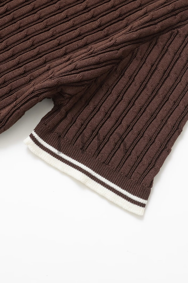 Cocoa Tipped Polo Knit Mini Dress