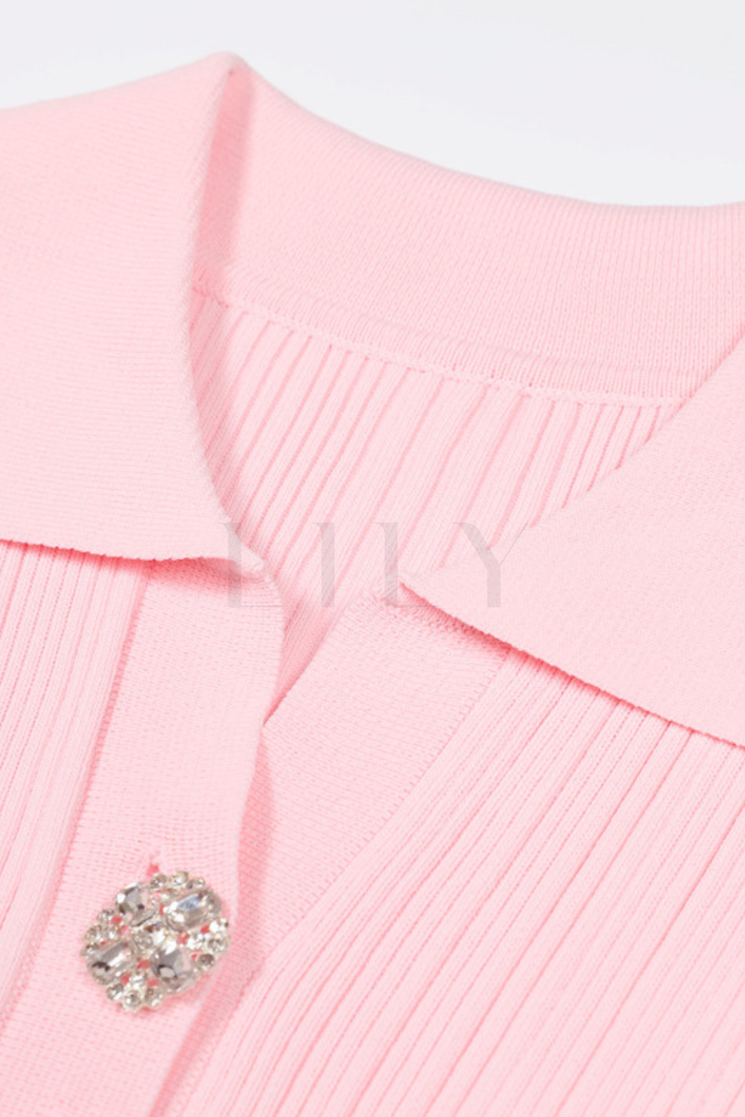 Chérie Knit Crystal Button Pleated Mini Dress