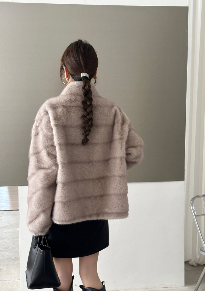 Elara Soft Mink Stripe Jacket