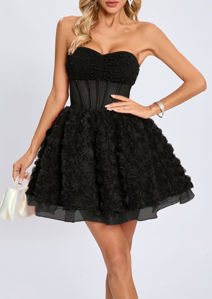 Valentina Rosette Floral Corset Mini Dress