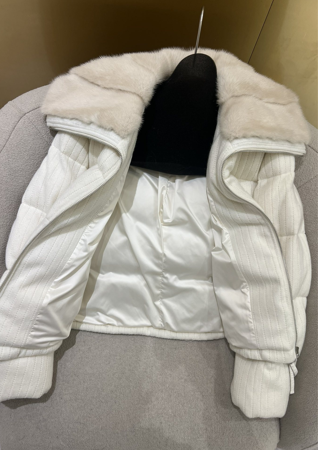 Lilia Warm Goose Down Wool Mink Fur Jacket