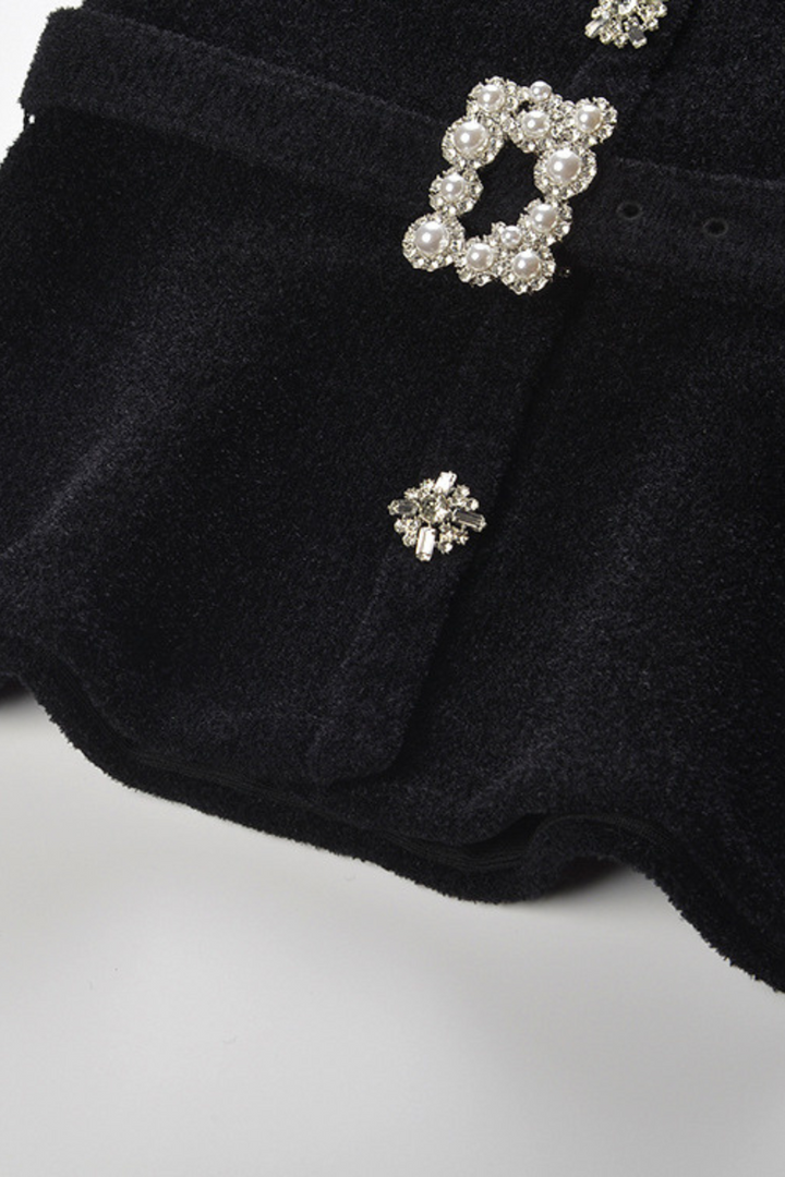 Velvet Pearl Luxe Waist Cardigan Top