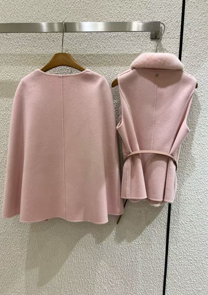 Georgina Cashmere Mink Cape & Vest Set