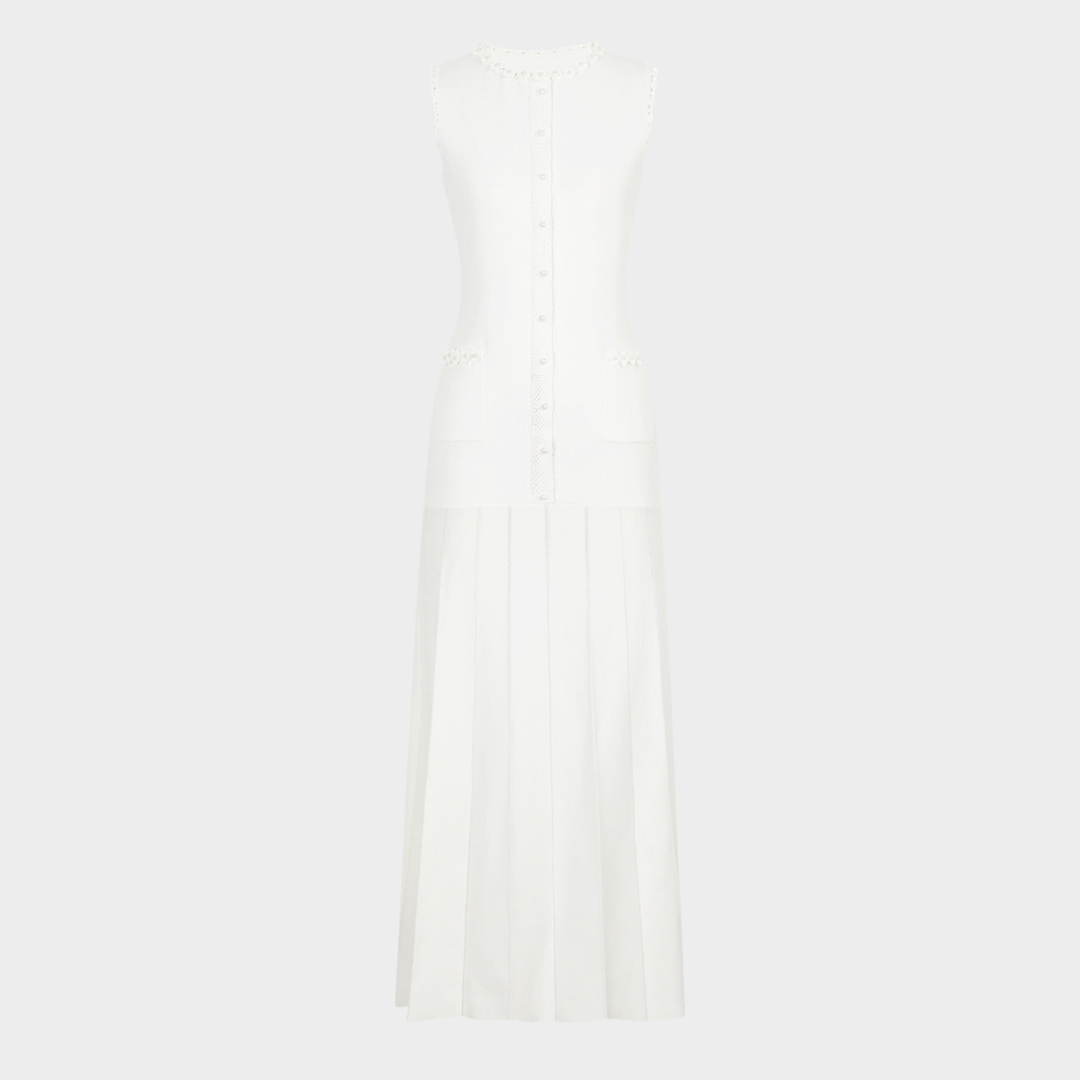 Pearl Trim Elegance Maxi Dress