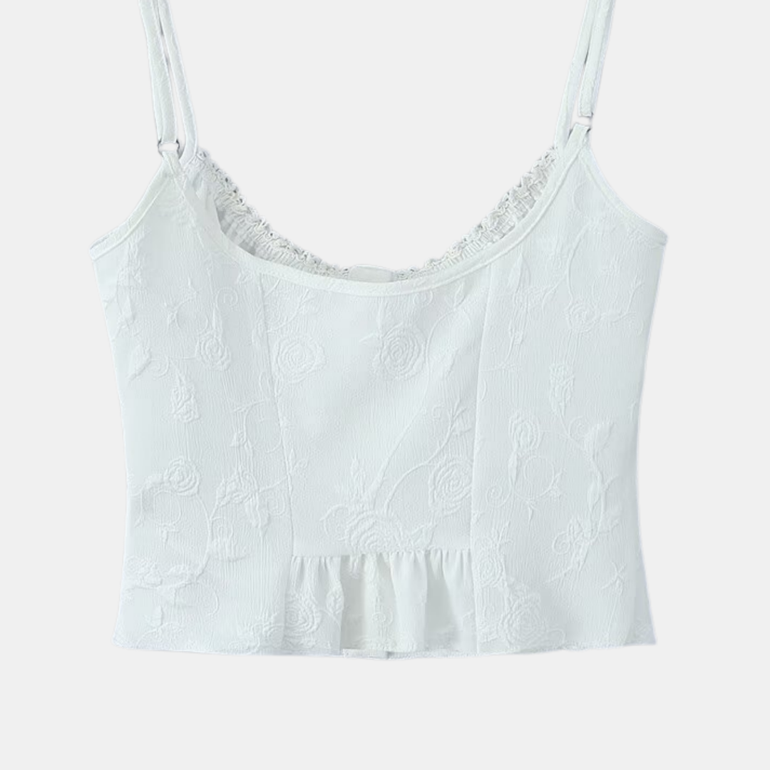 White Embroidered Lace Top & Midi Layered Skirt - Set