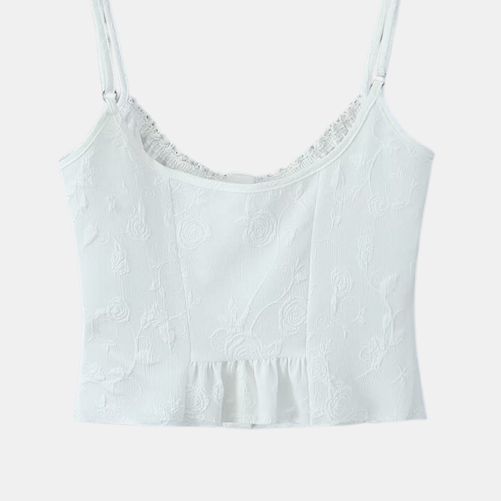 White Embroidered Lace Top & Midi Layered Skirt - Set
