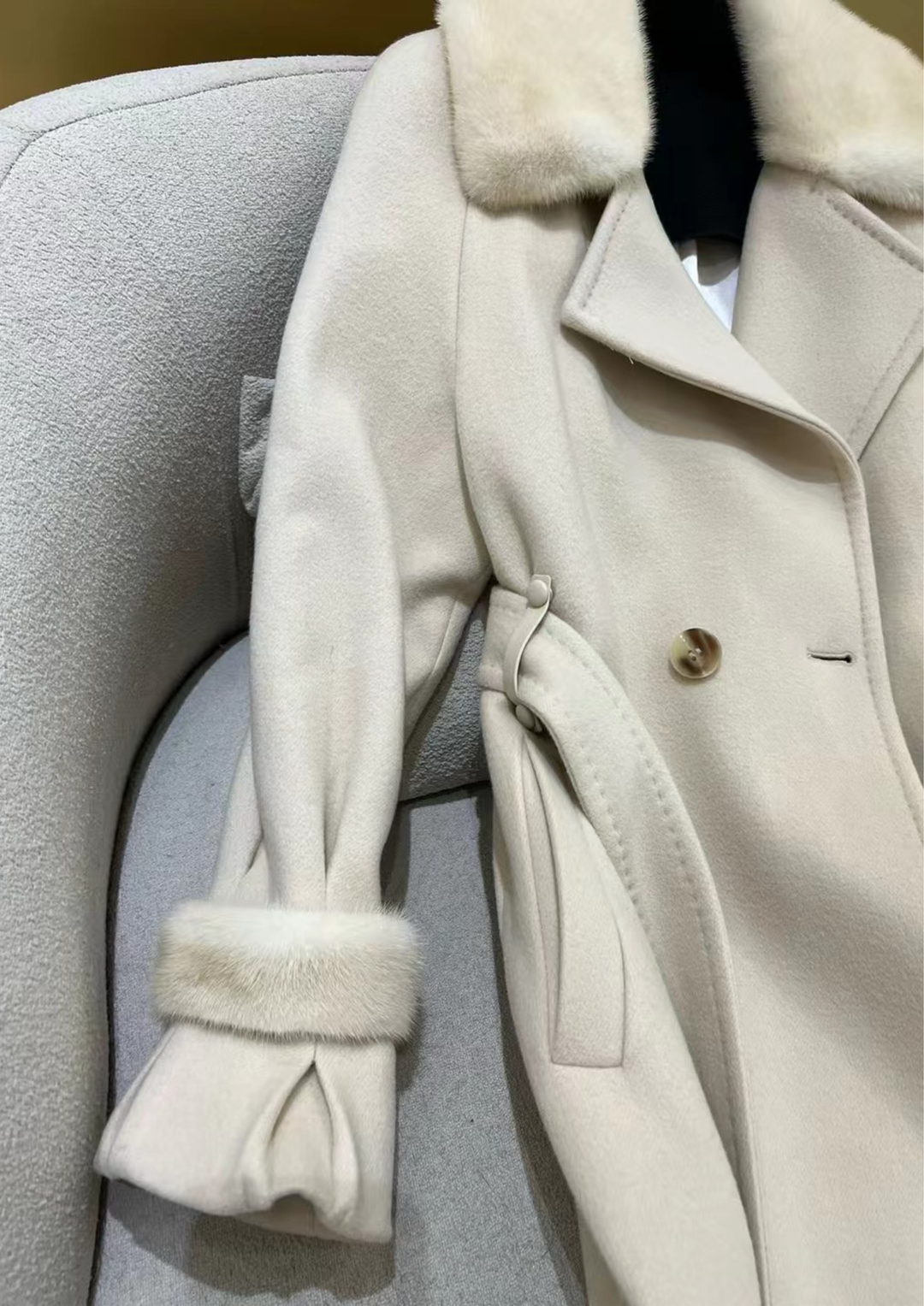 Juliette Cashmere Mink Tailored Belt Coat