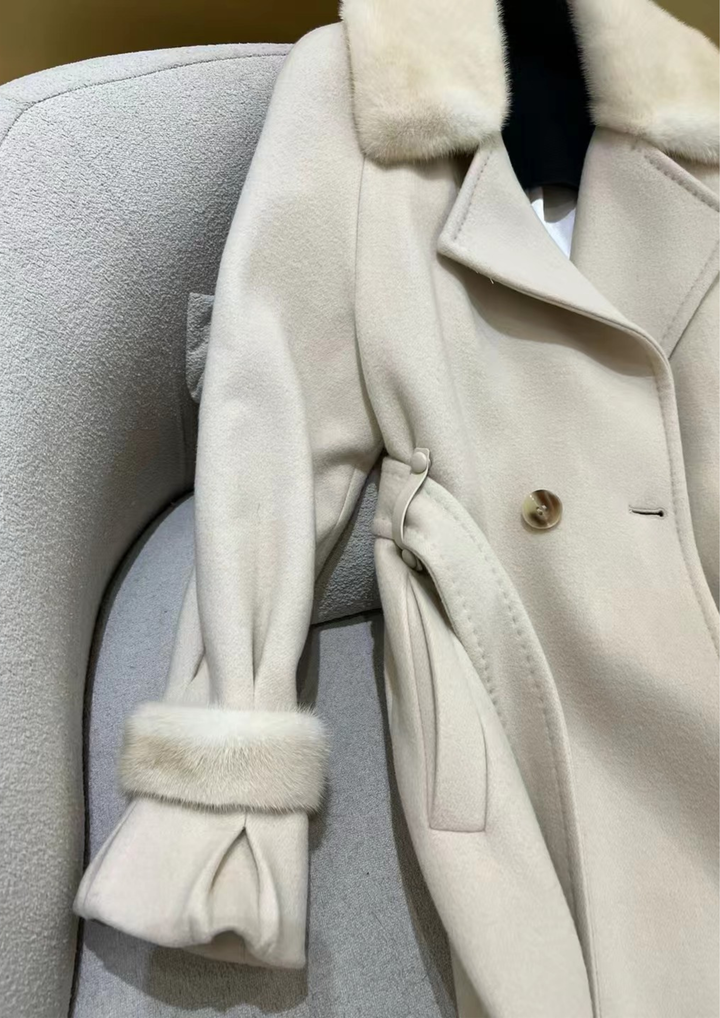 Juliette Cashmere Mink Tailored Belt Coat