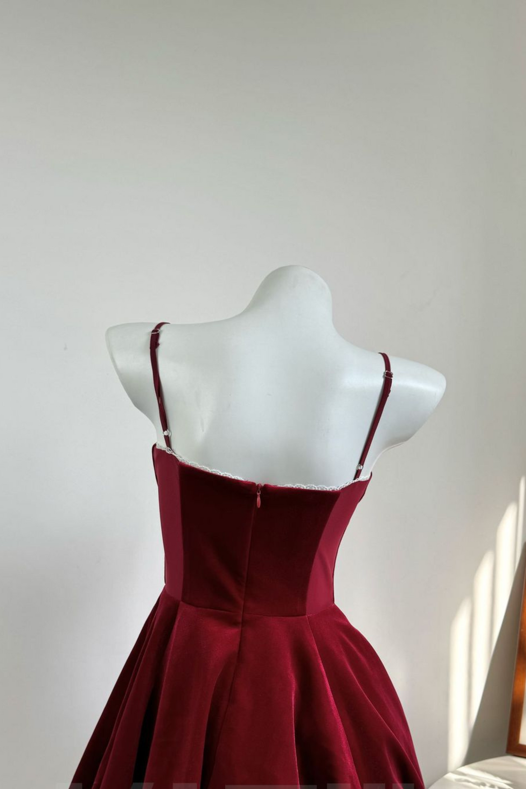 Velour Claret Bloom Romantic Mini Dress
