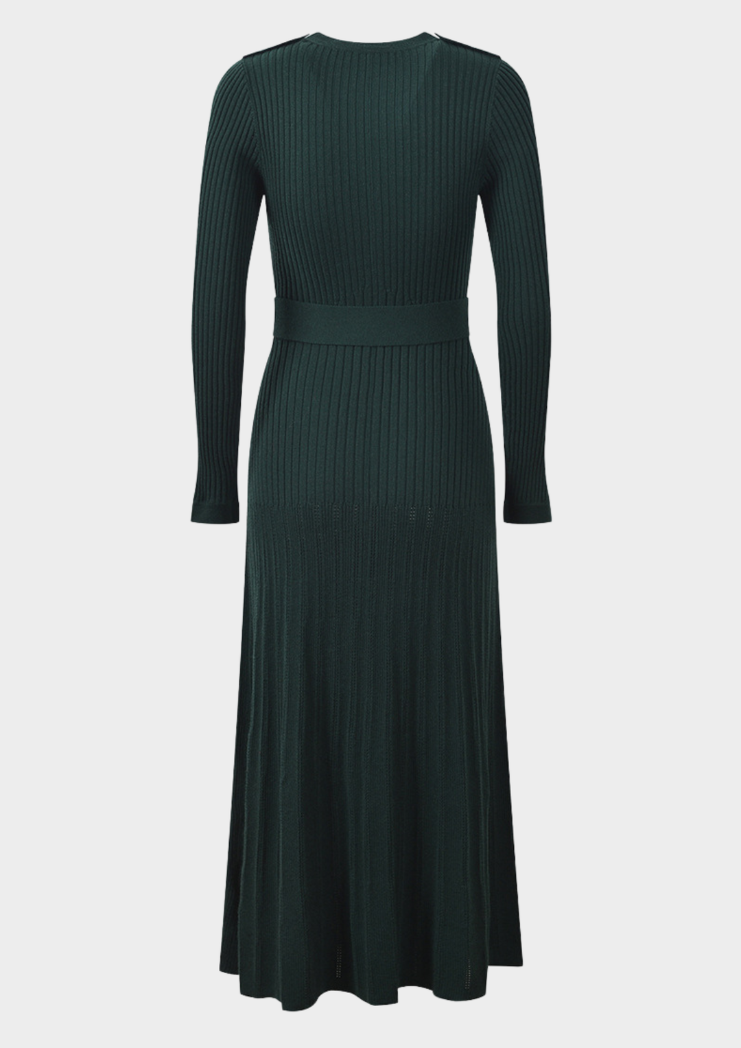 Classic Rib Belted Wool Knit Maxi Dress