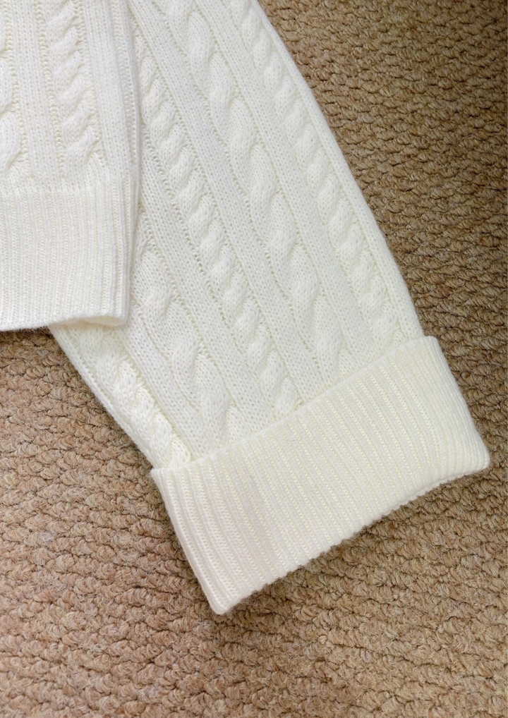 Wool Knit Collared Sweater Top