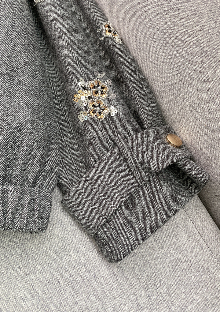 Classic Chic Embellished Sequin Wool Knit Set