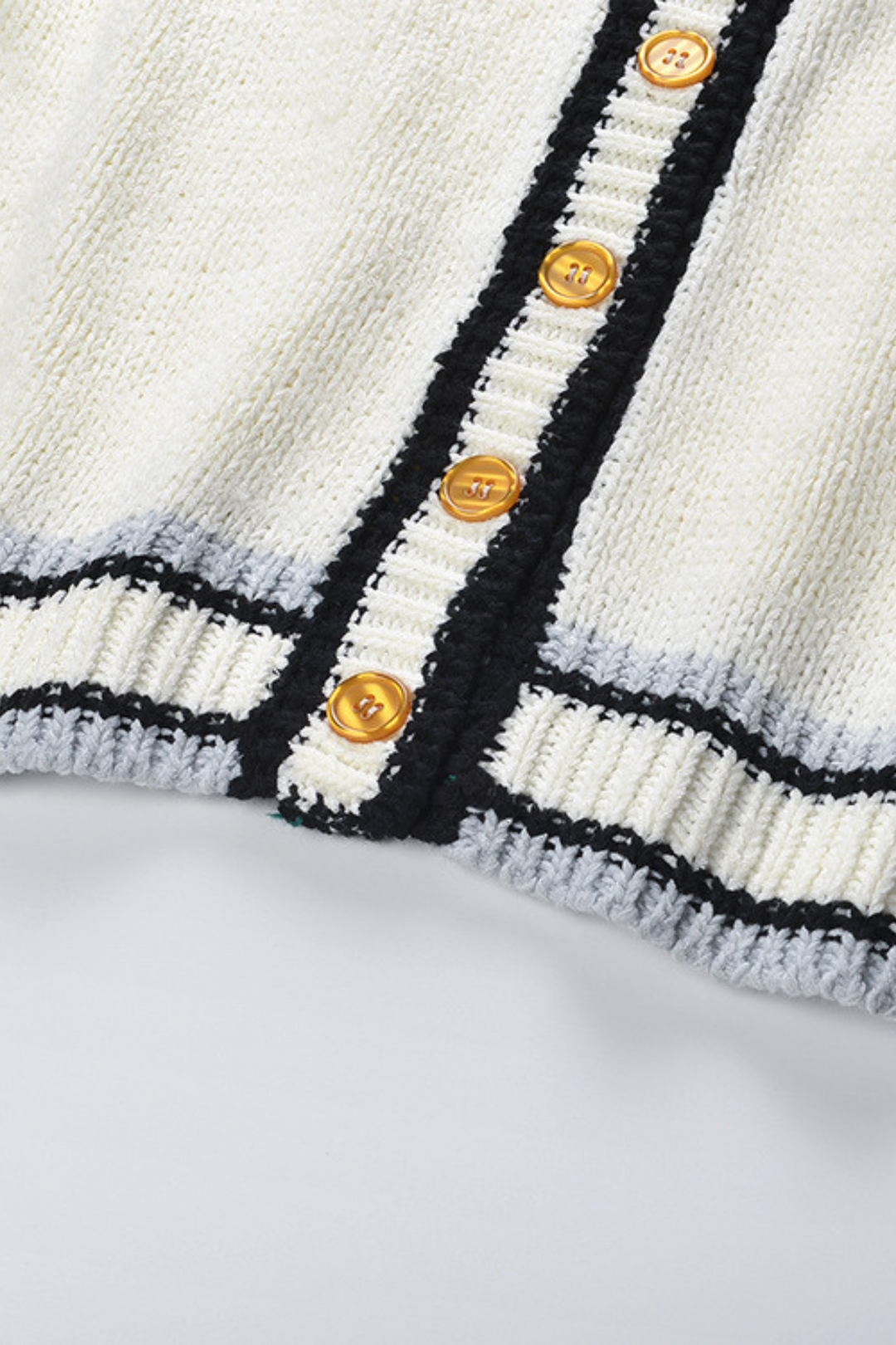 Soft Wool V Neck Contrast Buttoned Cardigan Top