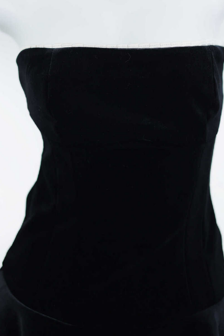 Midnight Elegance Velvet Strapless Back Tie Mini Dress