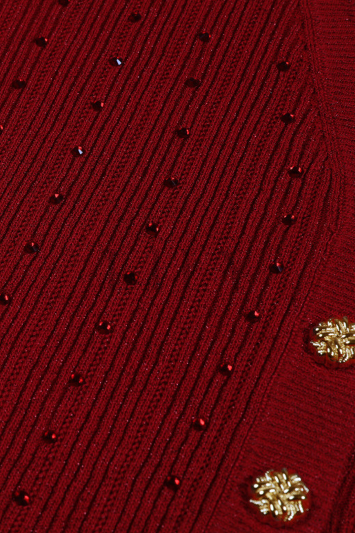 Maribel Contrast Collar Diamond  Knit 3 Piece Set