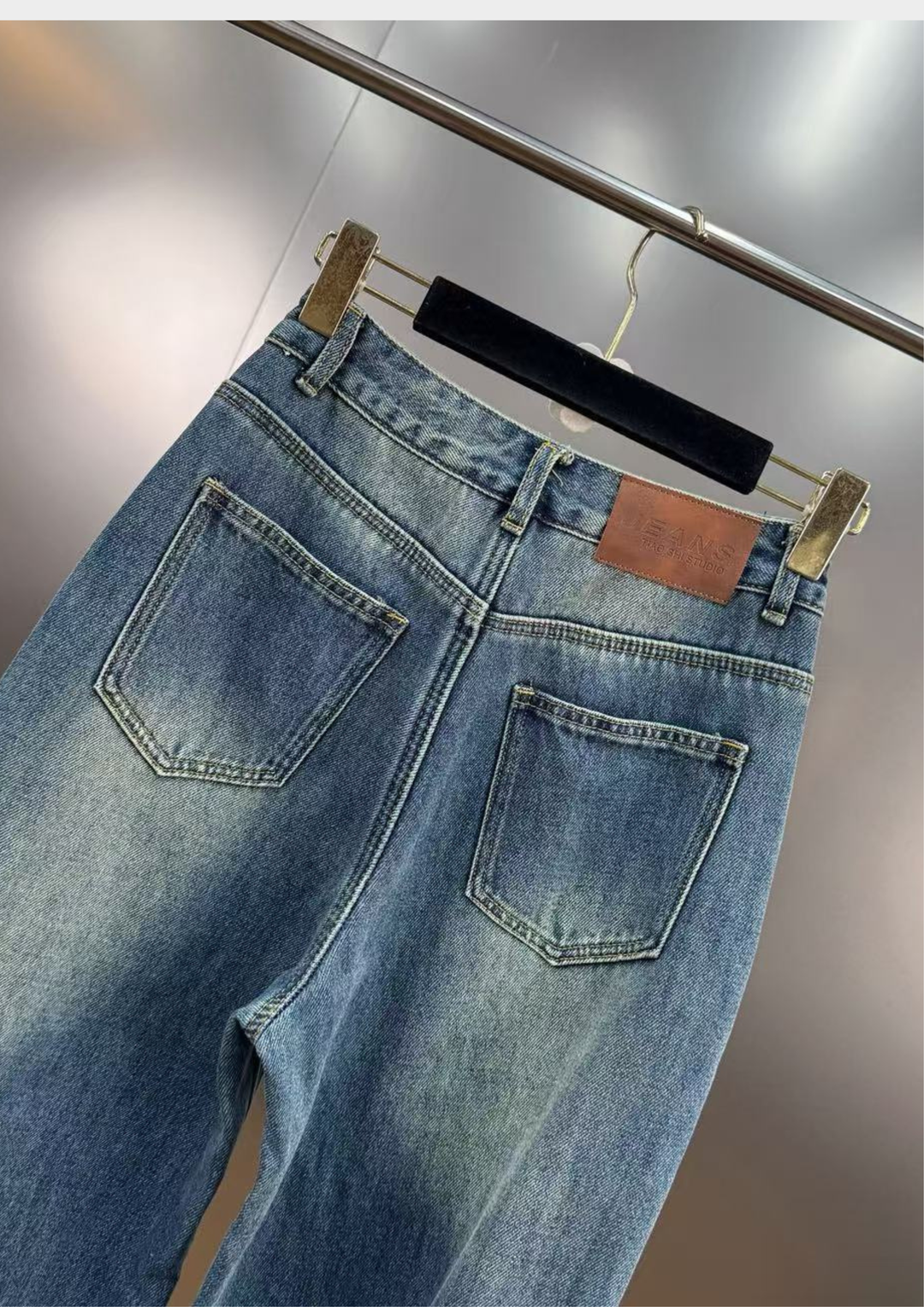 Jolie Denim Fur Collar Jacket  Fleece Lined Straight Jeans Set