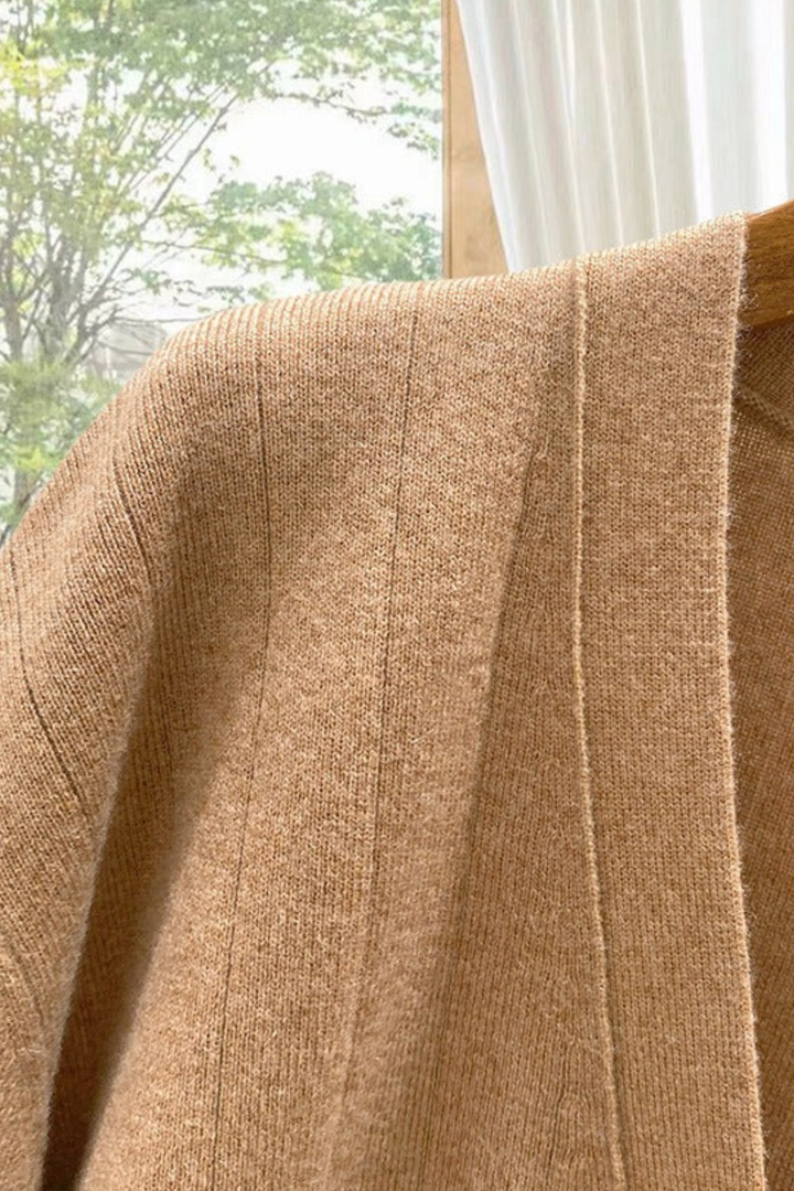 Cashmere Blend V Neck Knit  Midi Skirt Set