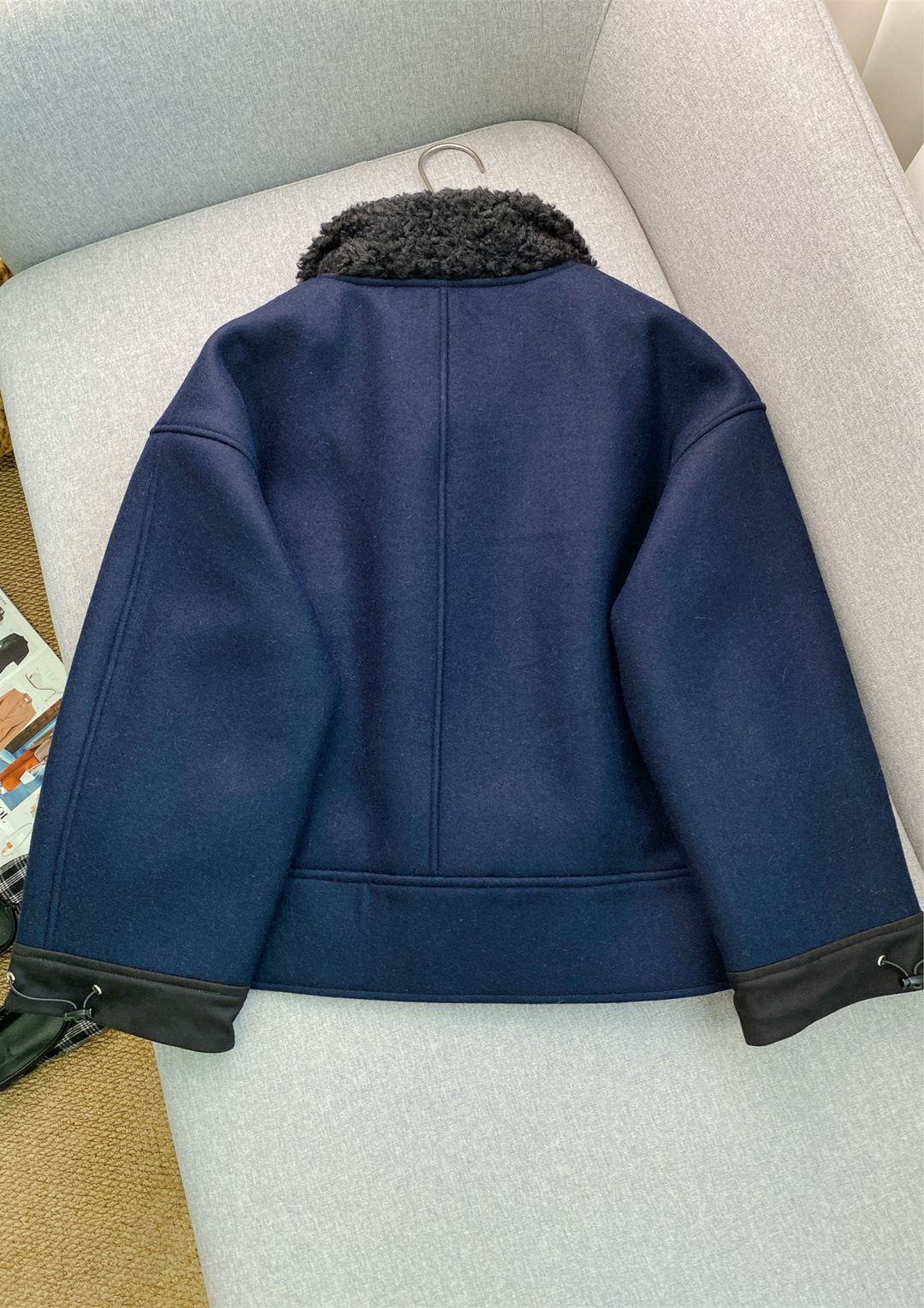 Toggle Charm Wool Jacket in Navy