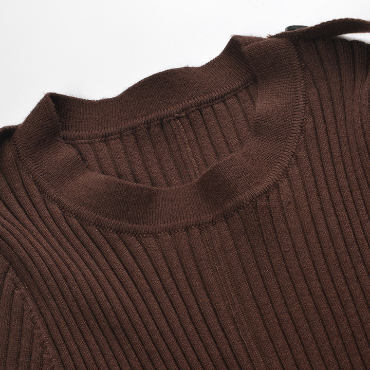 Classic Rib Belted Wool Knit Maxi Dress