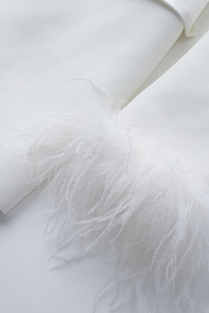 Satin Luxe Hour Feather Suit Set