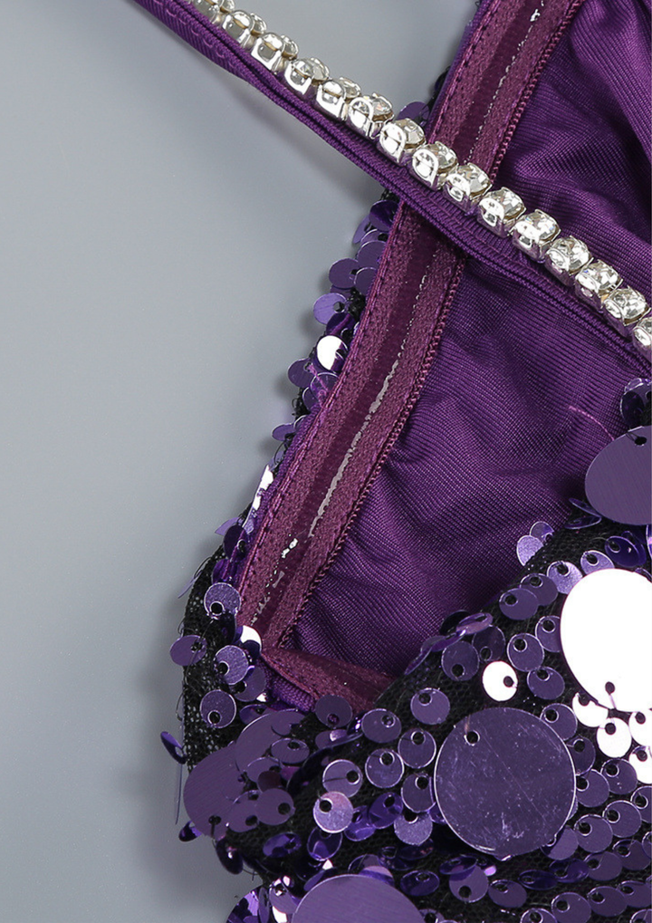 Amethyst Glow Sequin Mini Dress