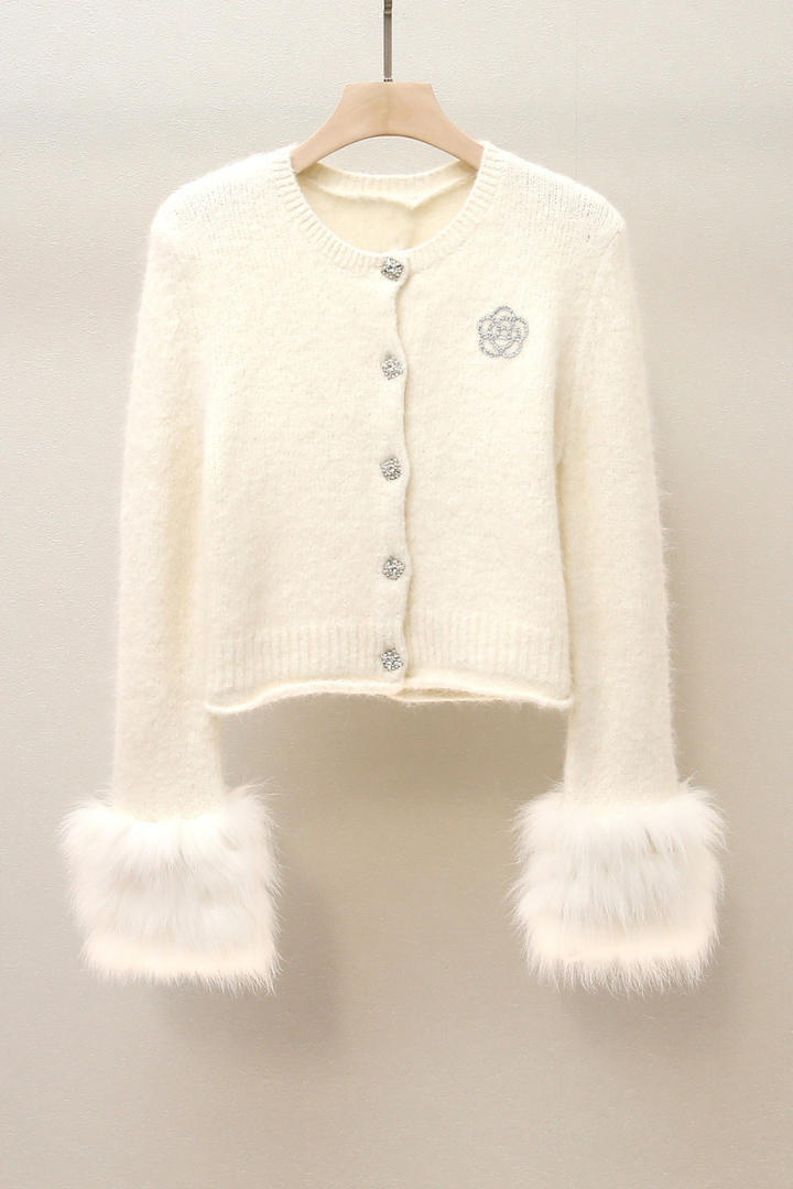 Ivory Serenade Fur Cardigan Top
