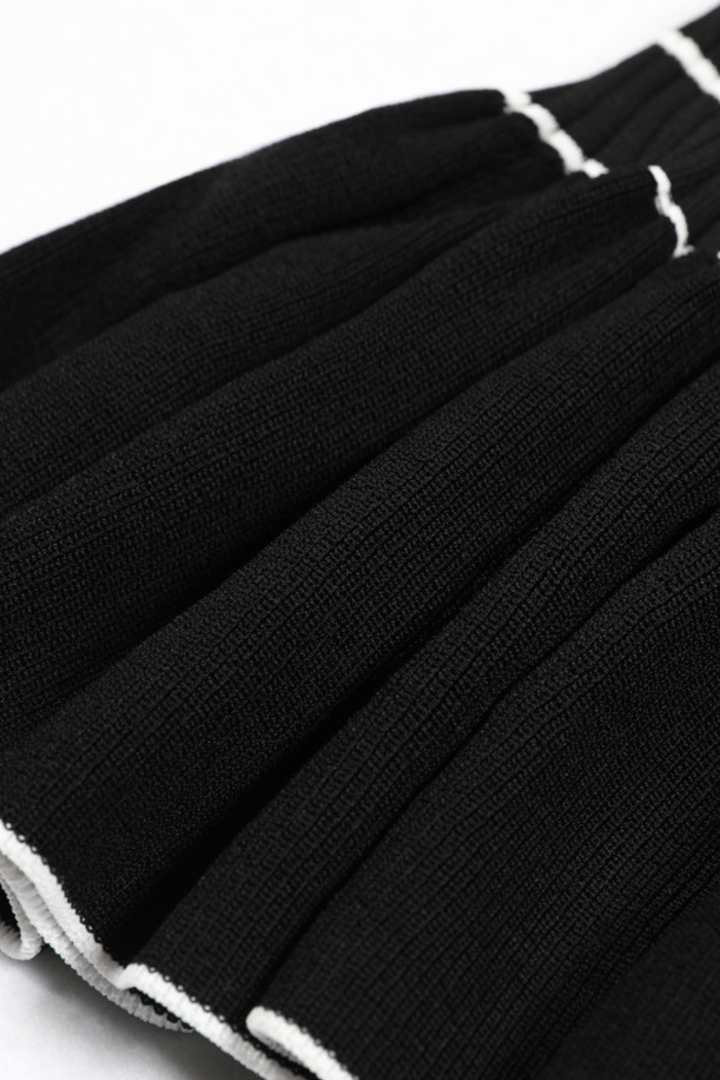 Dalia Striped Flare Knit V Neck Maxi Dress