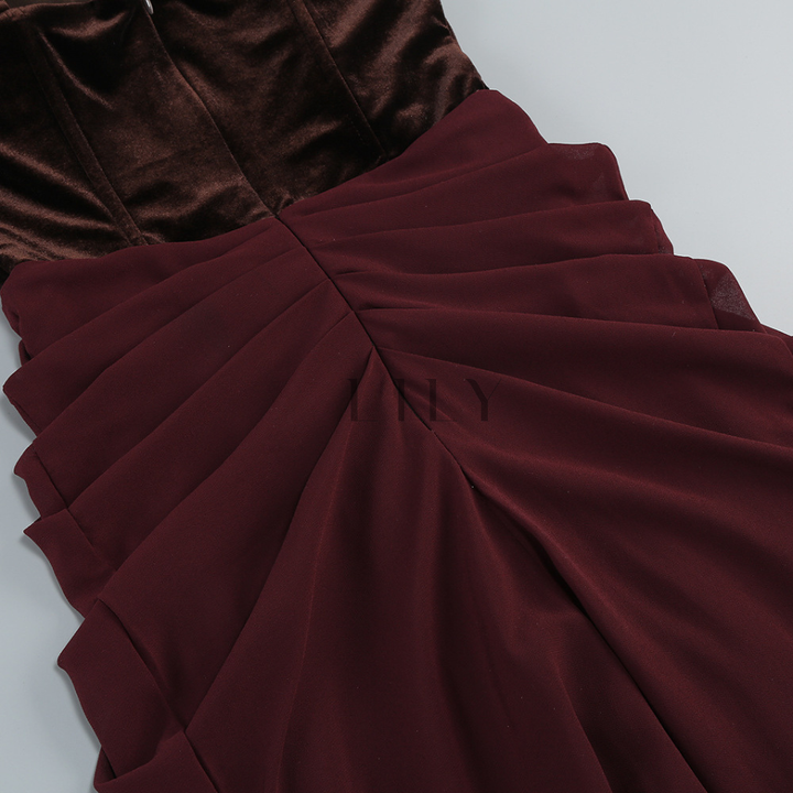 Mariana Backless Draped Elegance Maxi Dress