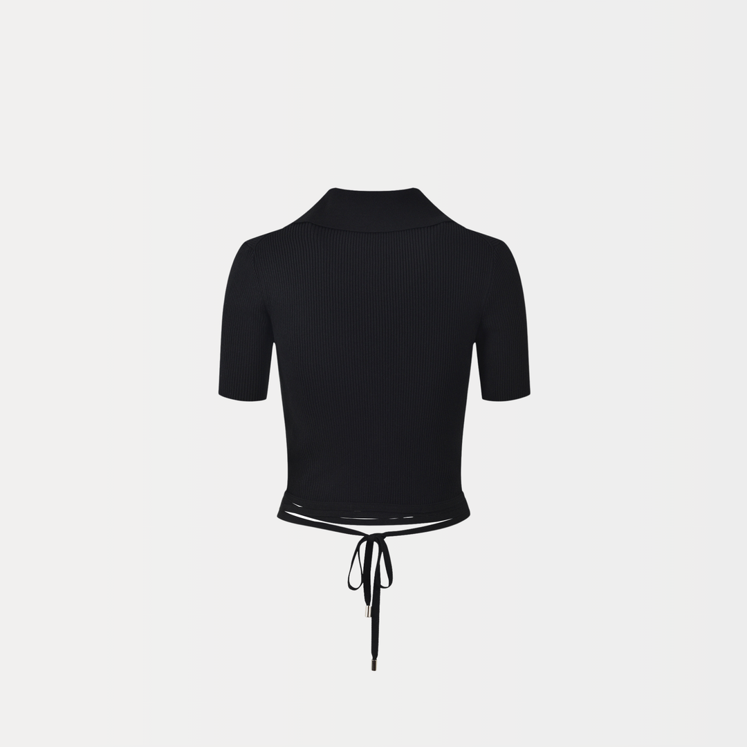 Noir Buttoned Crop Top