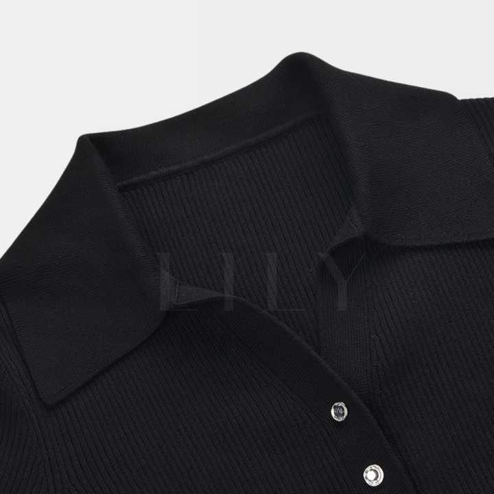 Noir Buttoned Crop Top
