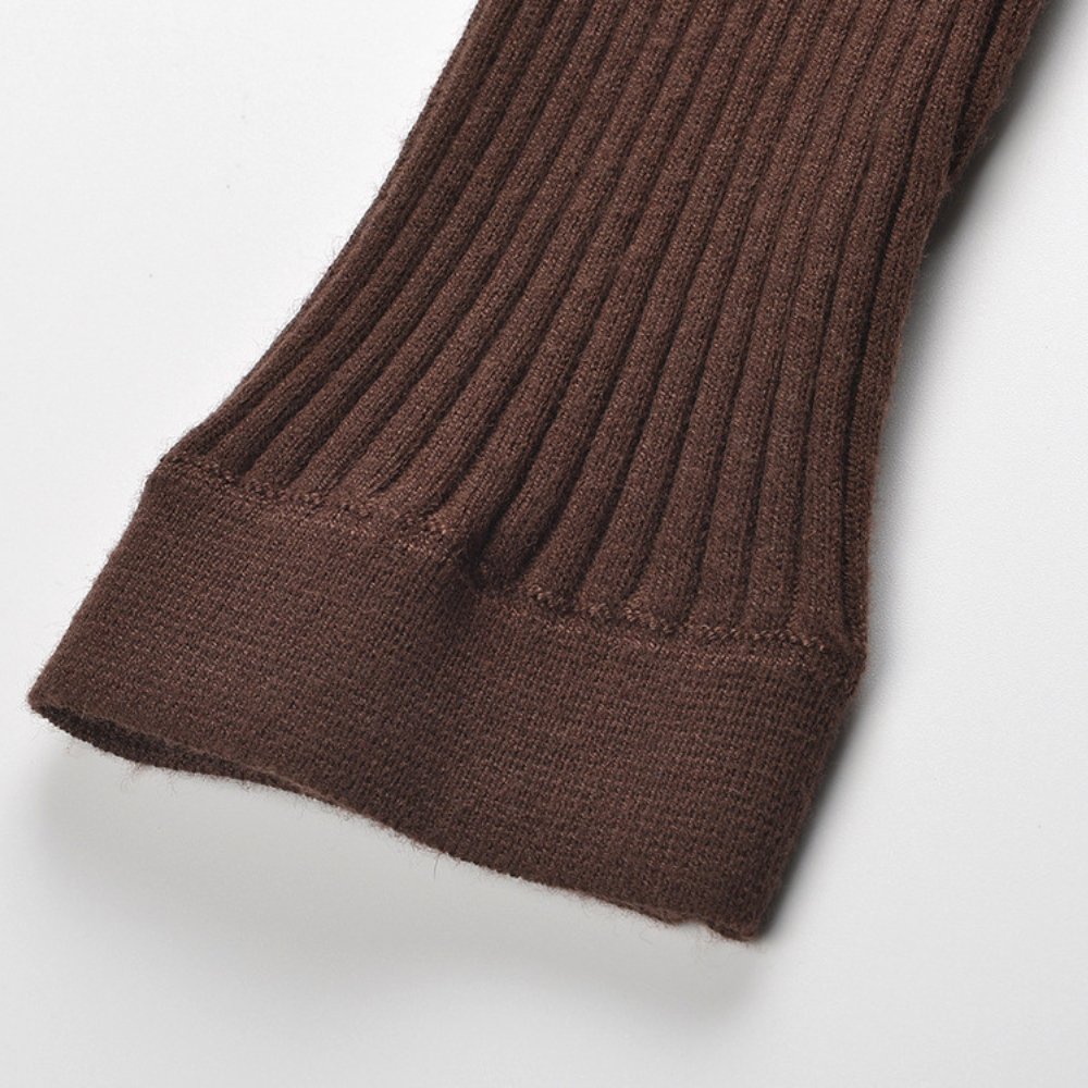 Classic Rib Belted Wool Knit Maxi Dress