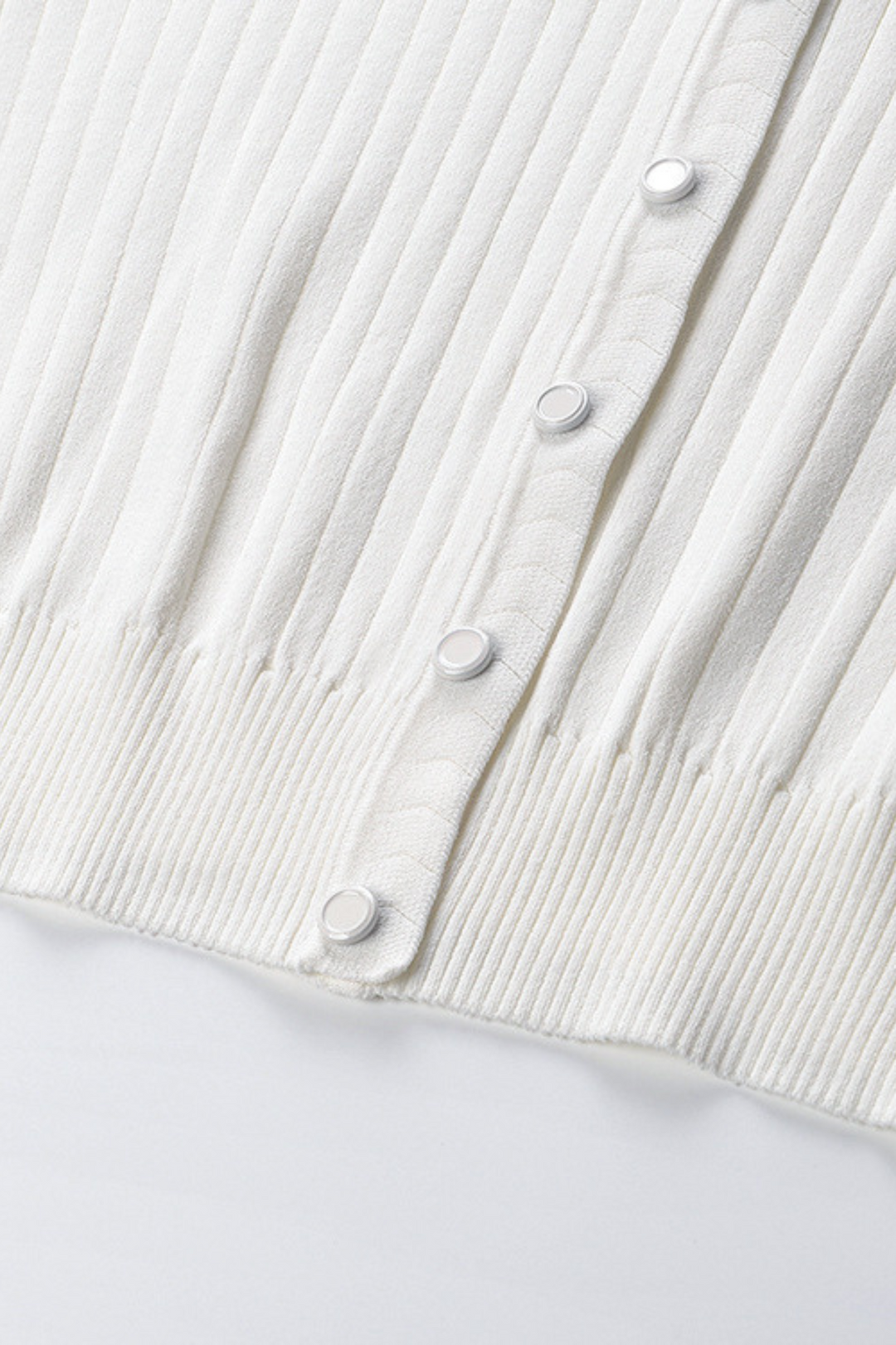 Lily – Ribbed Button Front Pleated Maxi Dress in White