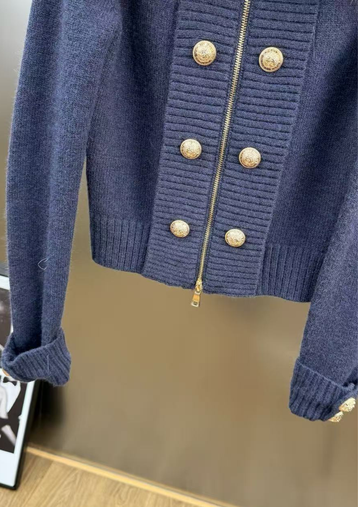 Luxe Fur Collar Knit Jacket