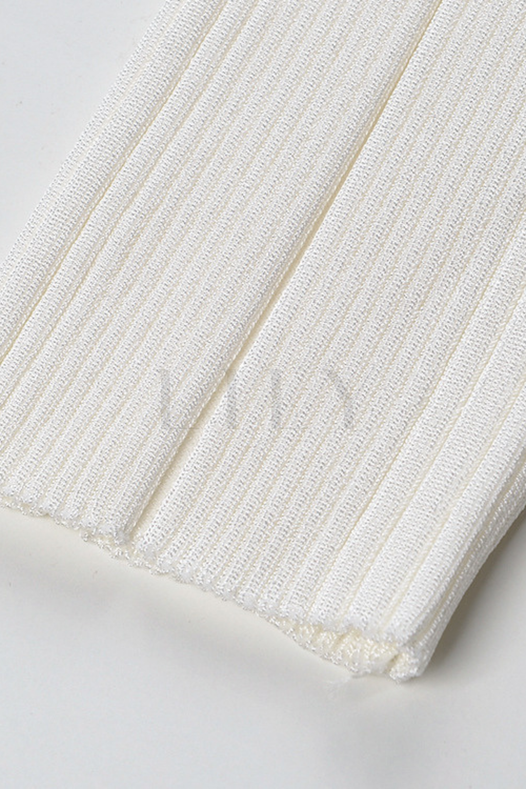 Crystal Trim U-Neck Ribbed Wool Top