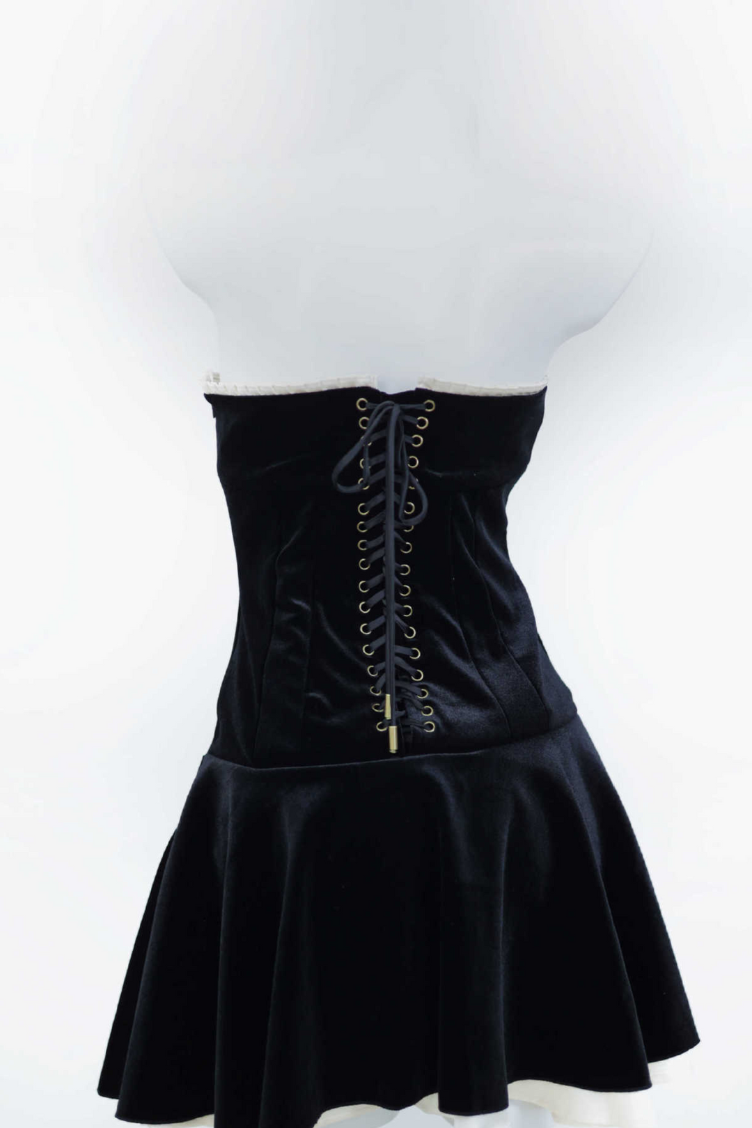 Midnight Elegance Velvet Strapless Back Tie Mini Dress