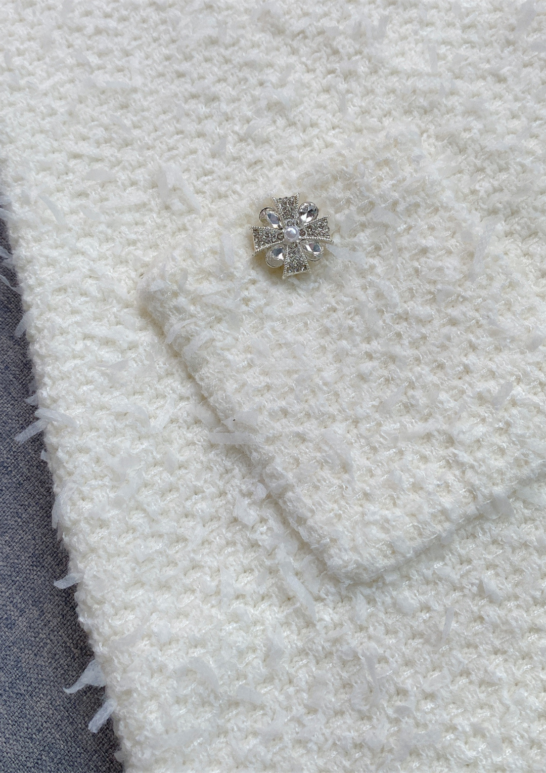 Crystal Bloom Short Sleeve Tweed Knit Mini Dress