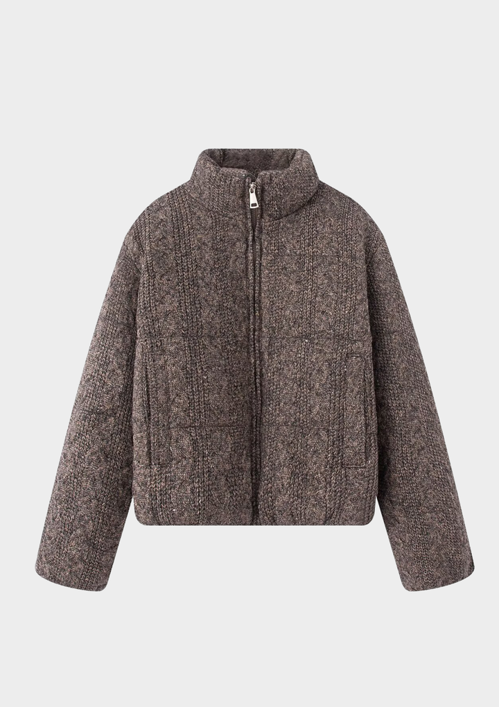 Cotton Padded Knit Zip Up Jacket