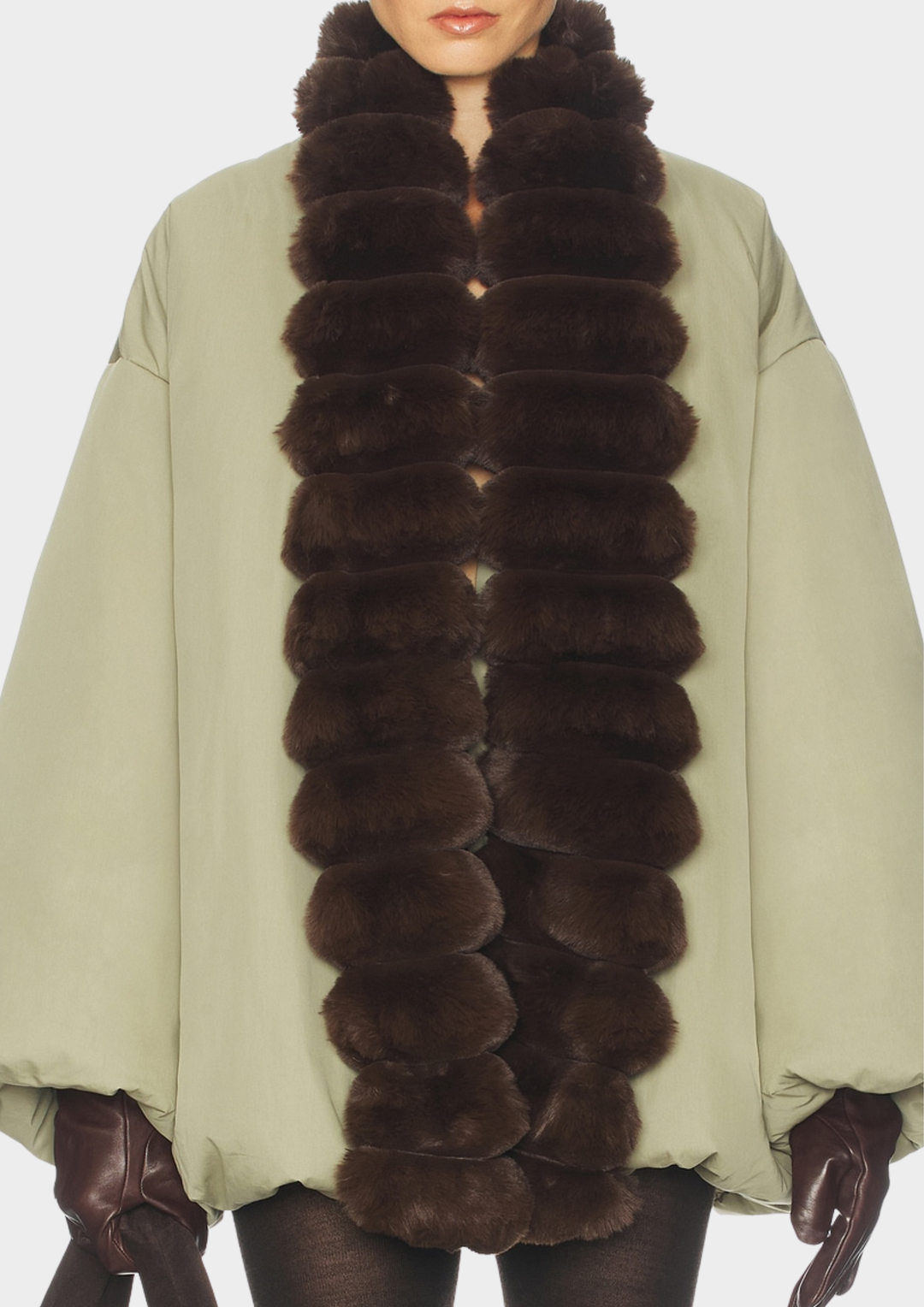 Fur Trim Belted Puffer Jacket