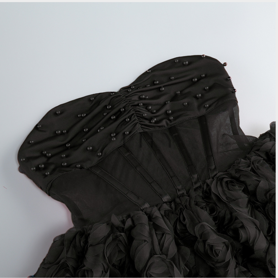 Valentina Rosette Floral Corset Mini Dress