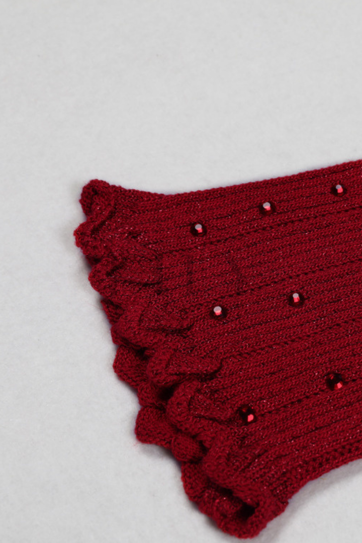 Maribel Contrast Collar Diamond  Knit 3 Piece Set