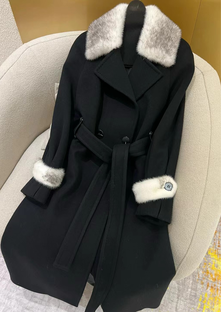 Juliette Cashmere Mink Tailored Belt Coat