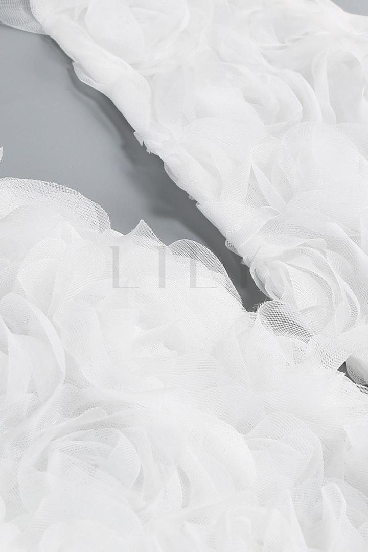 Vienna White Rose Floral Backless Fishtail Maxi Dress