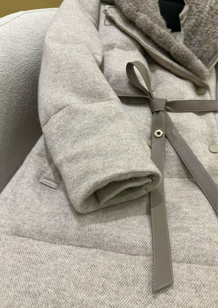 Bianca Mink Braided Hood Goose Down Coat