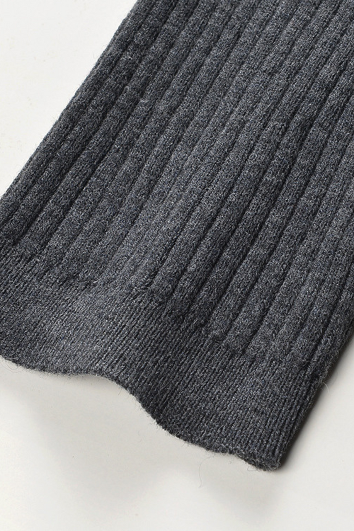 Ruffle Ribbed High Neck Soft Wool Maxi Dress