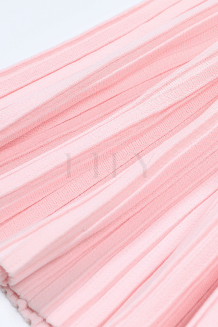 Chérie Knit Crystal Button Pleated Mini Dress