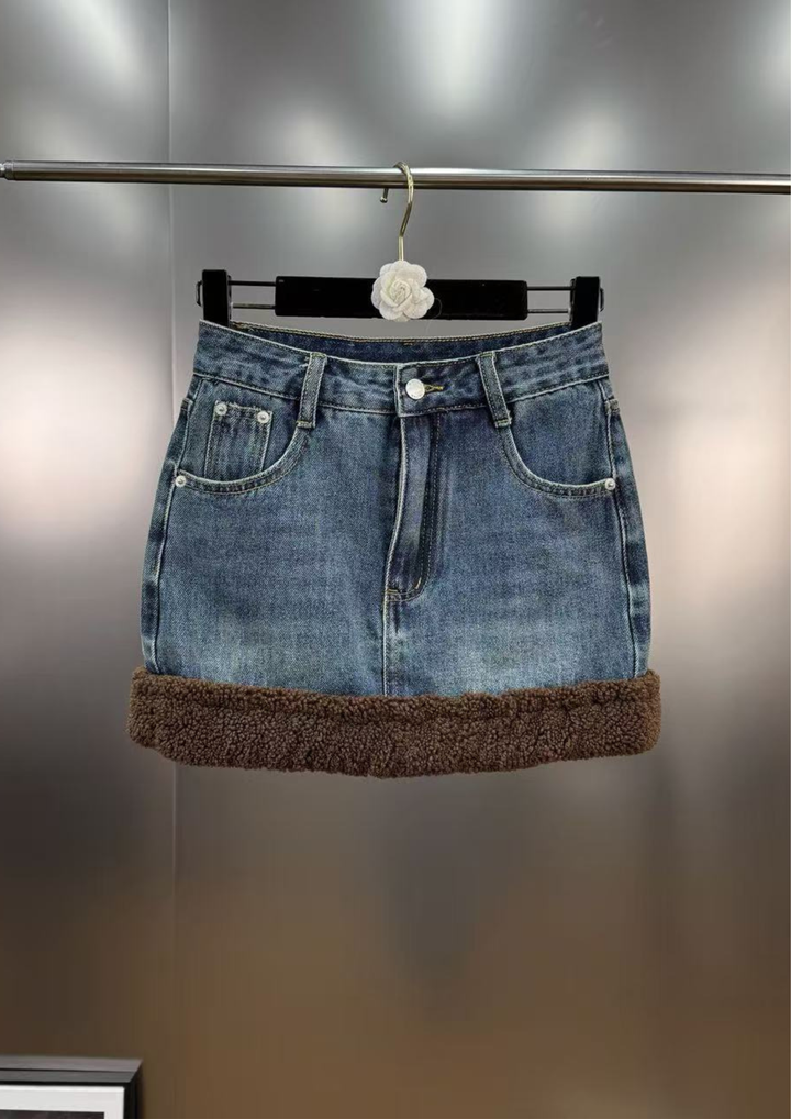 Sienna soft Inner Lamb Wool  Denim Set